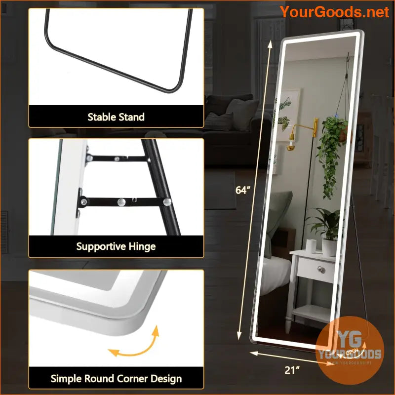 Luxurious 64x21 LED FullLength Standing Mirror Adjustable Stable - YourGoods Online Shop