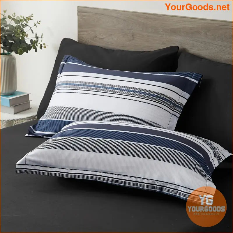 Luxurious 7Piece Striped Comforter Set AllSeason Hypoallergenic Machine Washable - YourGoods Online Shop