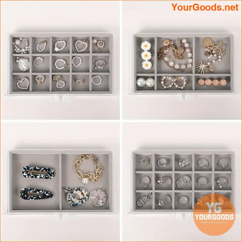 Luxurious Gray Acrylic Jewelry Organizer Box with Velvet Holder - YourGoods Online Shop