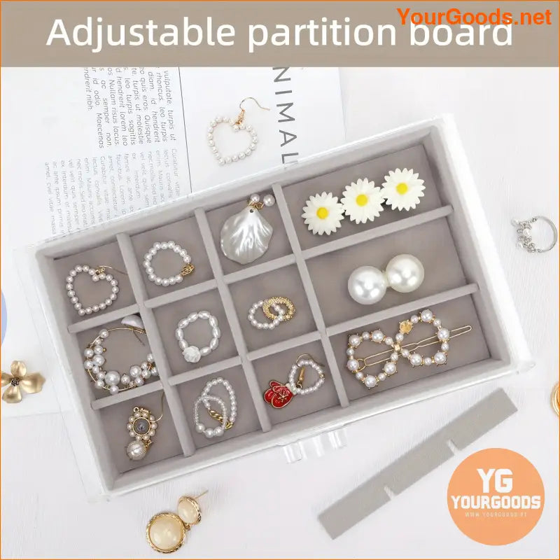 Luxurious Gray Acrylic Jewelry Organizer Box with Velvet Holder - YourGoods Online Shop