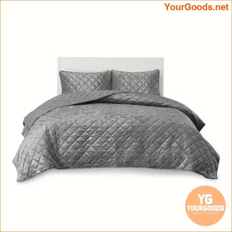 Luxurious Grey Velvet Duvet Cover YearRound Comfort - YourGoods Online Shop