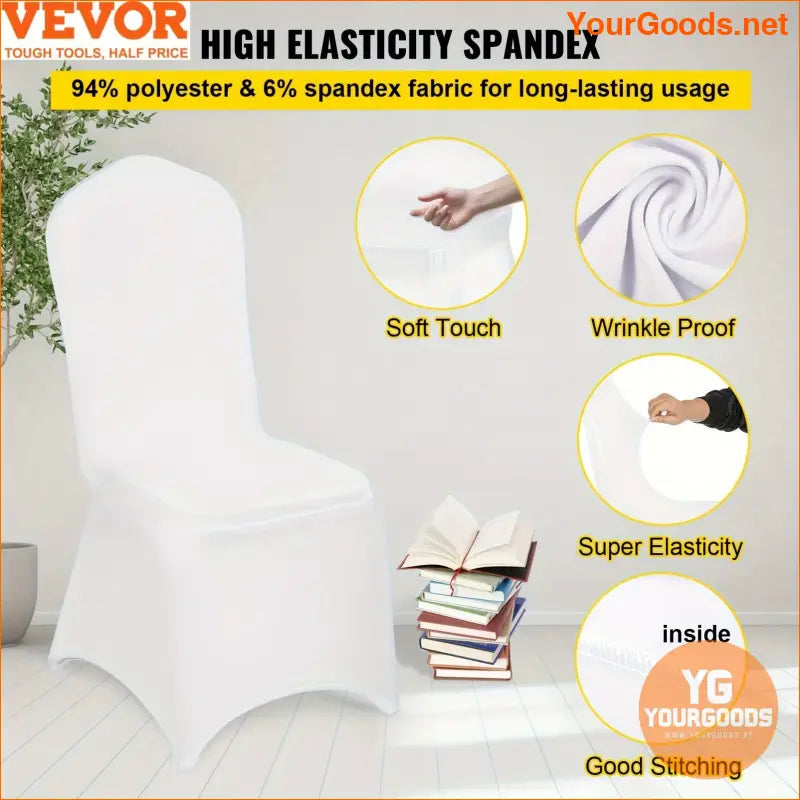 Luxurious White Stretch Chair Covers - 150 Pack - YourGoods Online Shop