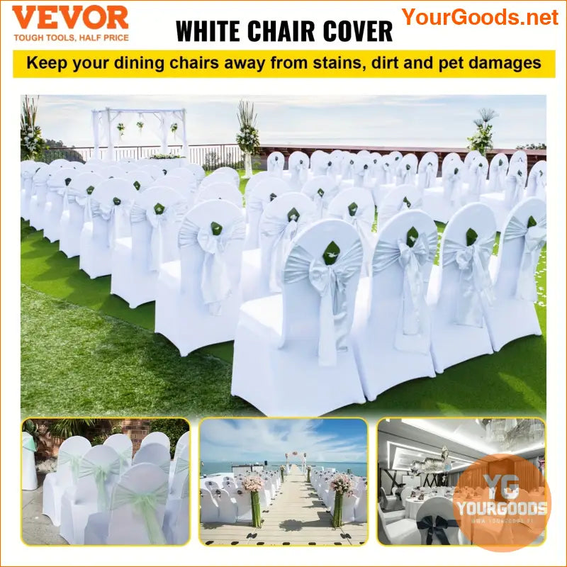 Luxurious White Stretch Chair Covers - 150 Pack - YourGoods Online Shop