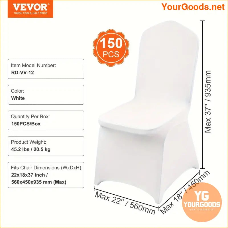 Luxurious White Stretch Chair Covers - 150 Pack - YourGoods Online Shop