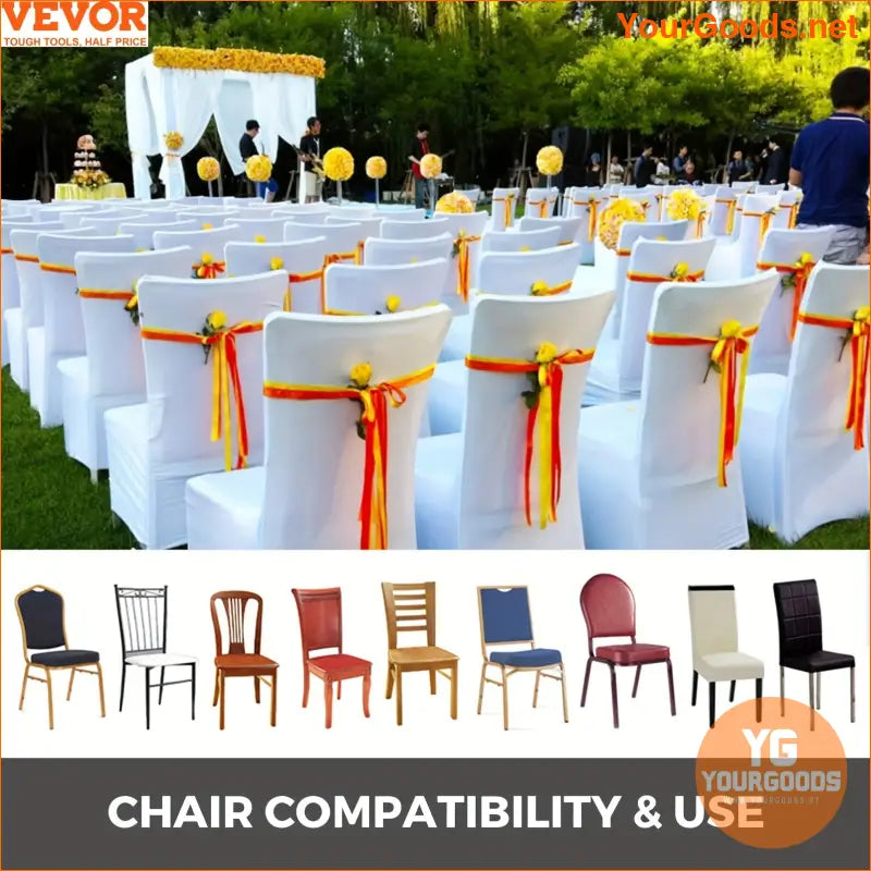 Luxurious White Stretch Chair Covers - 150 Pack