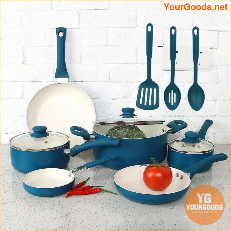 Mainstays Corsair Nonstick 12Piece Ceramic Cookware Set - YourGoods Online Shop