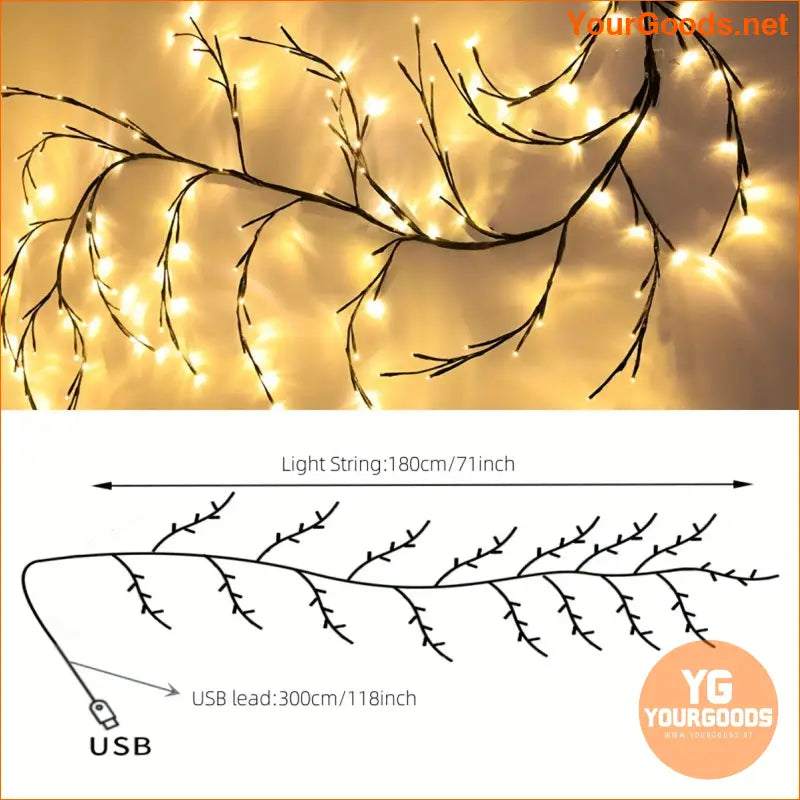 Mediterranean Style 59ft Vine Lights 96 LEDs 8 Modes USB - YourGoods Online Shop