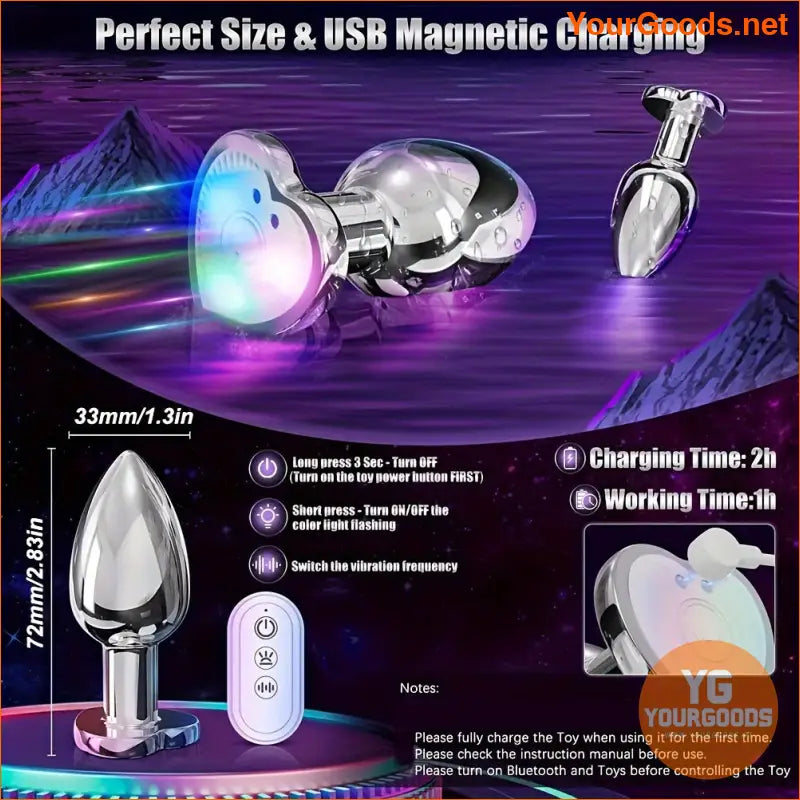 Metal LED Vibrating Butt Plug with Remote Control - YourGoods Online Shop