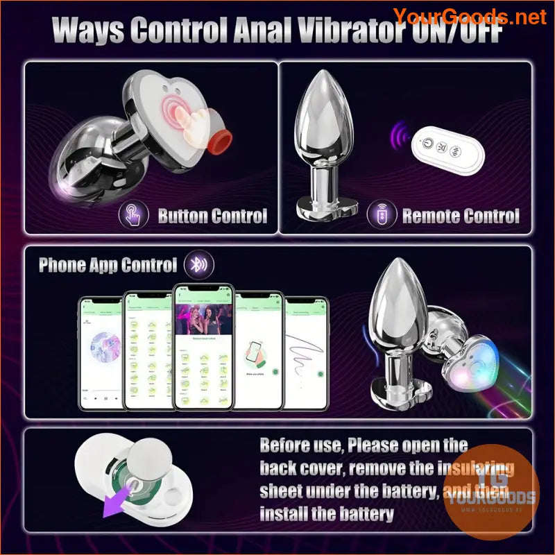 Metal LED Vibrating Butt Plug with Remote Control - YourGoods Online Shop