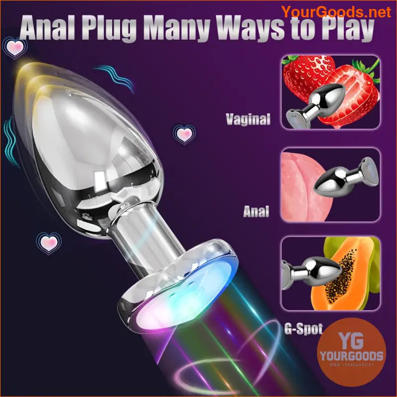 Metal LED Vibrating Butt Plug with Remote Control - YourGoods Online Shop