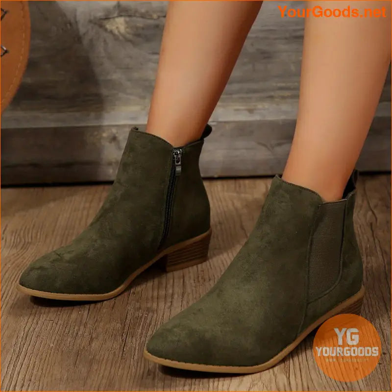 MidHeel Chunky Chelsea Boots Stretch Pointed Toe - YourGoods Online Shop