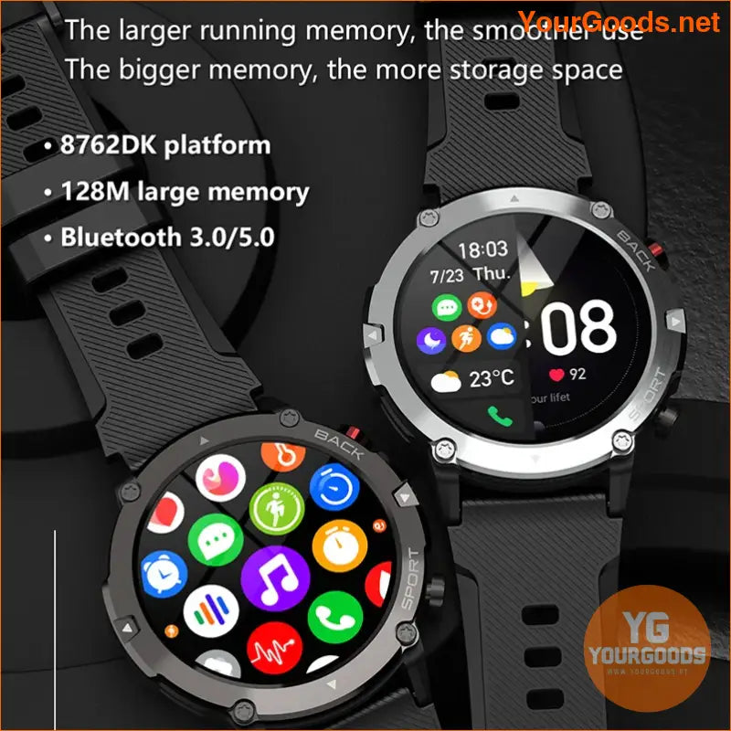 Military C21 Waterproof Smartwatch Calls Tracking Fitness 2023 - YourGoods Online Shop