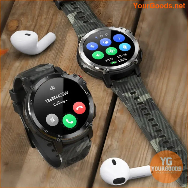 Military C22 Mens Waterproof Smartwatch with BT Call and Fitness Tracker - YourGoods Online Shop