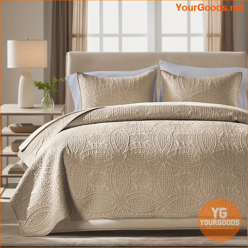 Modern Coin Pattern Lightweight Summer Quilt Set 3 Pieces - YourGoods Online Shop