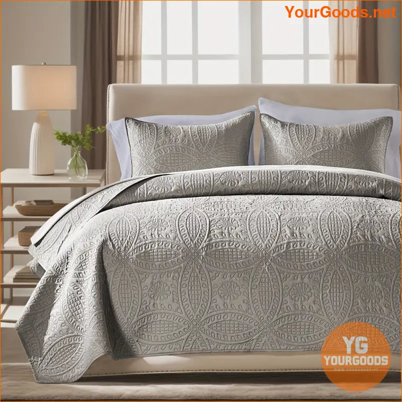 Modern Coin Pattern Lightweight Summer Quilt Set 3 Pieces - YourGoods Online Shop