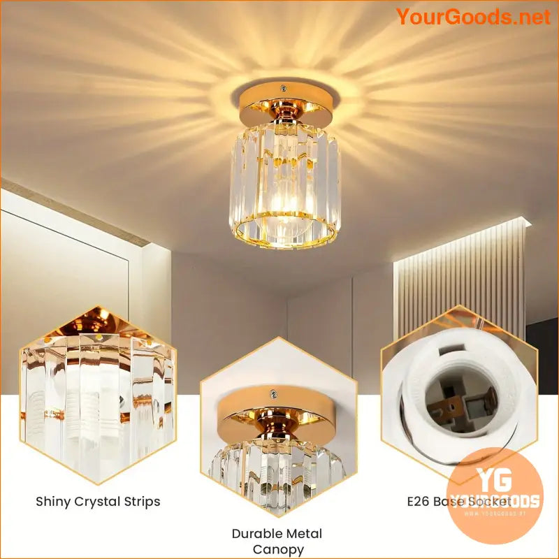 Modern Crystal SemiFlush Ceiling Lamp E26 Base - YourGoods Online Shop