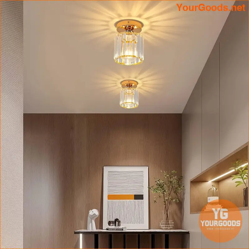 Modern Crystal SemiFlush Ceiling Lamp E26 Base - YourGoods Online Shop