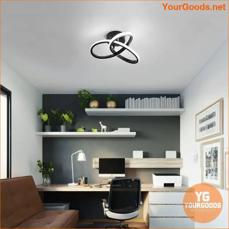 Modern Spiral Black LED Ceiling Light Cool White - YourGoods Online Shop