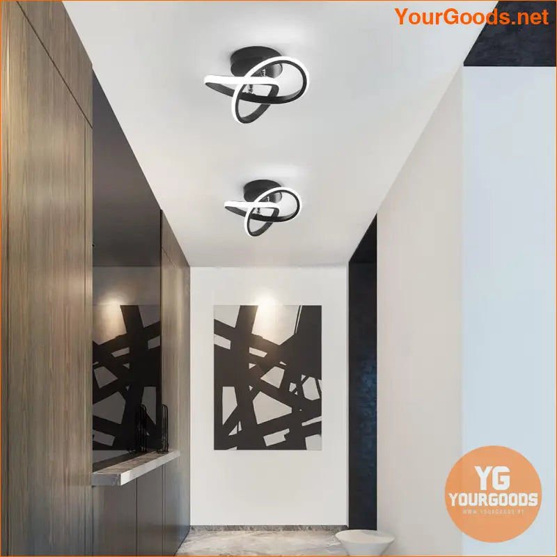 Modern Spiral Black LED Ceiling Light Cool White - YourGoods Online Shop