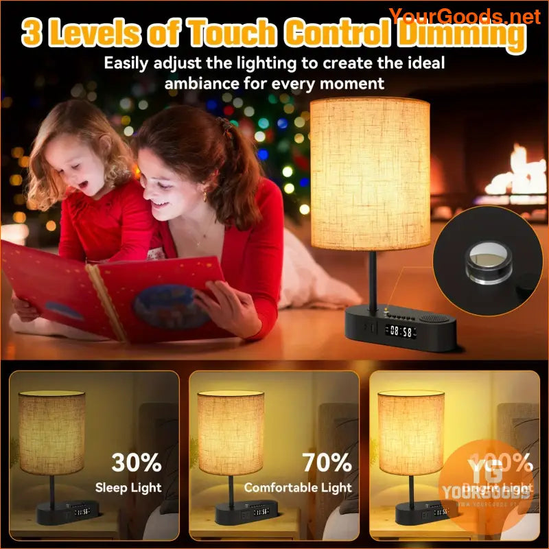 Multifunctional Dimmable Fabric Lamp with Alarm Clock Speaker - YourGoods Online Shop