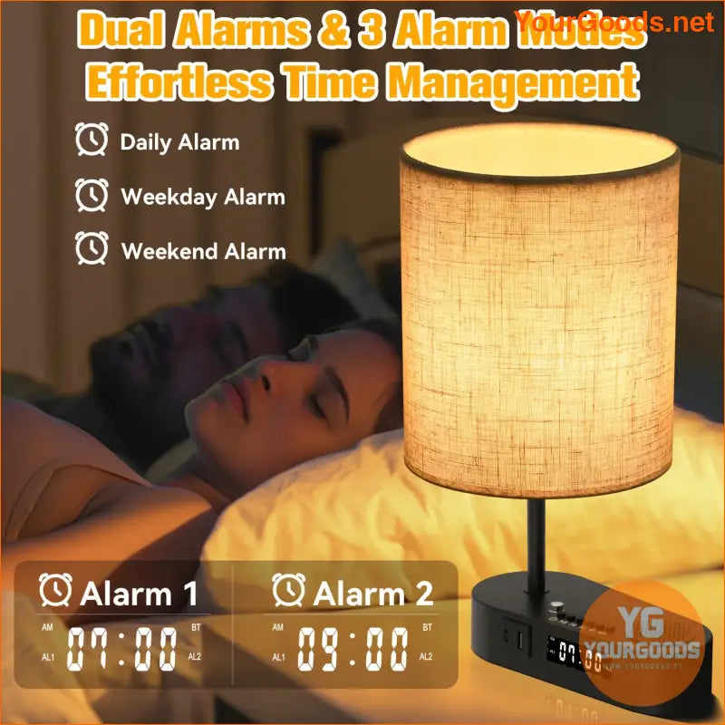 Multifunctional Dimmable Fabric Lamp with Alarm Clock Speaker - YourGoods Online Shop