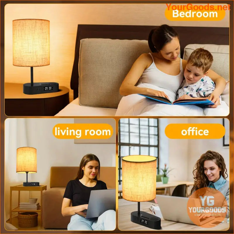 Multifunctional Dimmable Fabric Lamp with Alarm Clock Speaker - YourGoods Online Shop