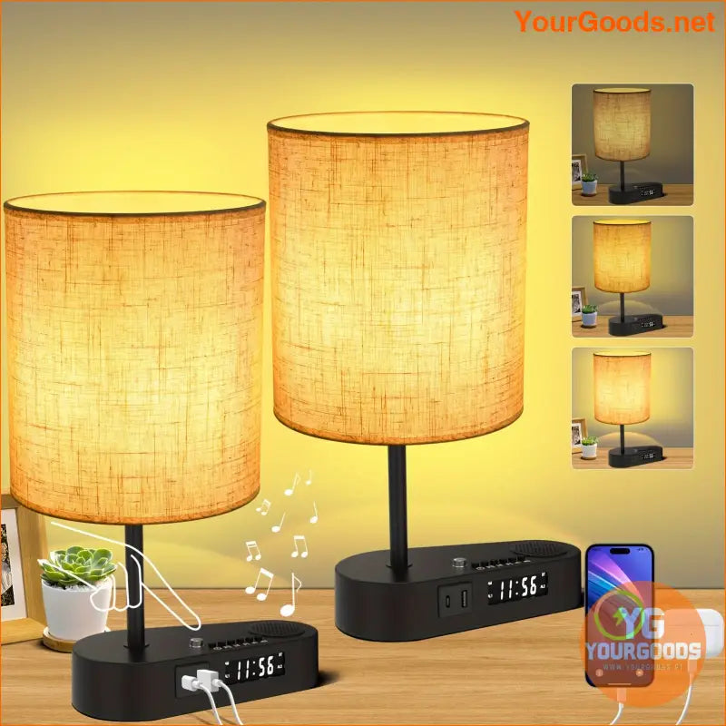 Multifunctional Dimmable Fabric Lamp with Alarm Clock Speaker - YourGoods Online Shop