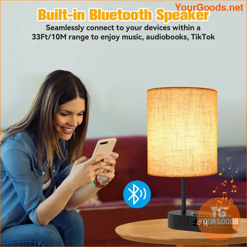 Multifunctional Dimmable Fabric Lamp with Alarm Clock Speaker - YourGoods Online Shop