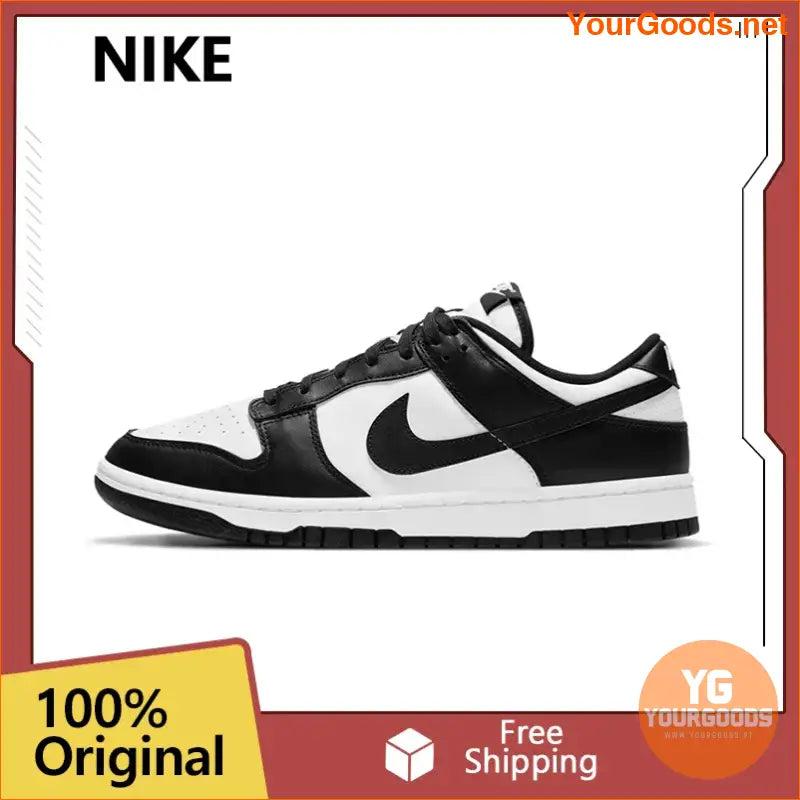 Nike Dunk Retro Black & White Skateboarding Shoes - Genuine Leather, Non-Slip, Comfortable