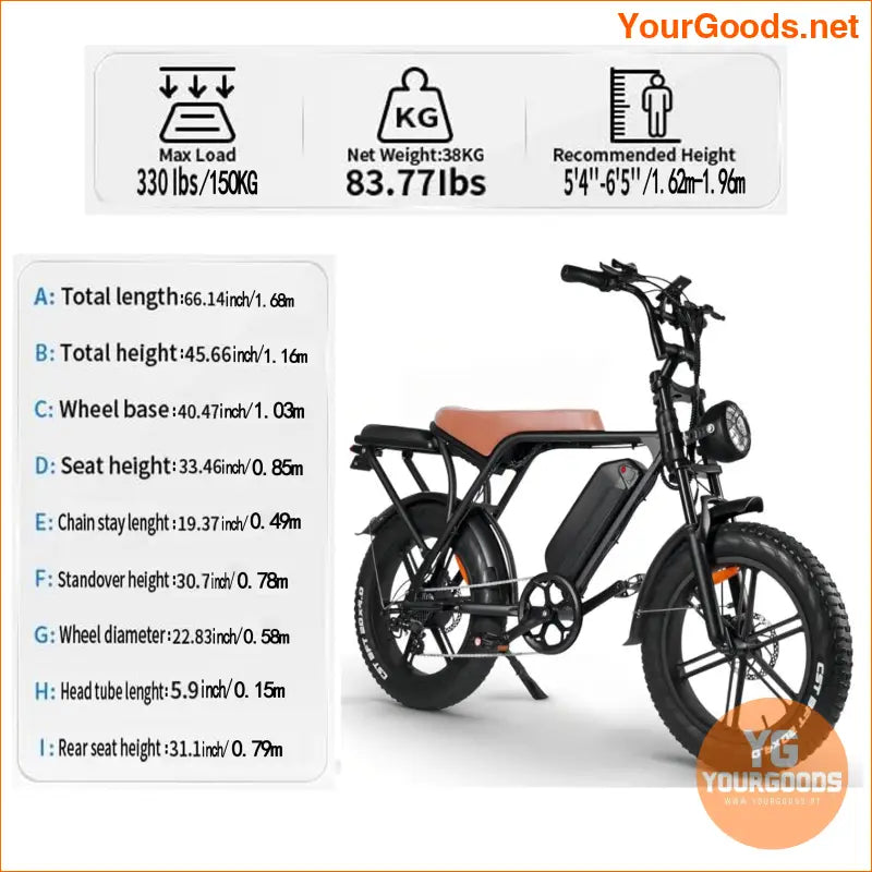 OUXI V8 EBike 750W 48V 15Ah 20 Fat Tire - YourGoods Online Shop