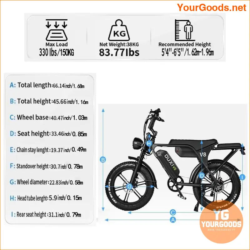 OUXI V8 Max 750W Fat Tire eMountain Bike - YourGoods Online Shop