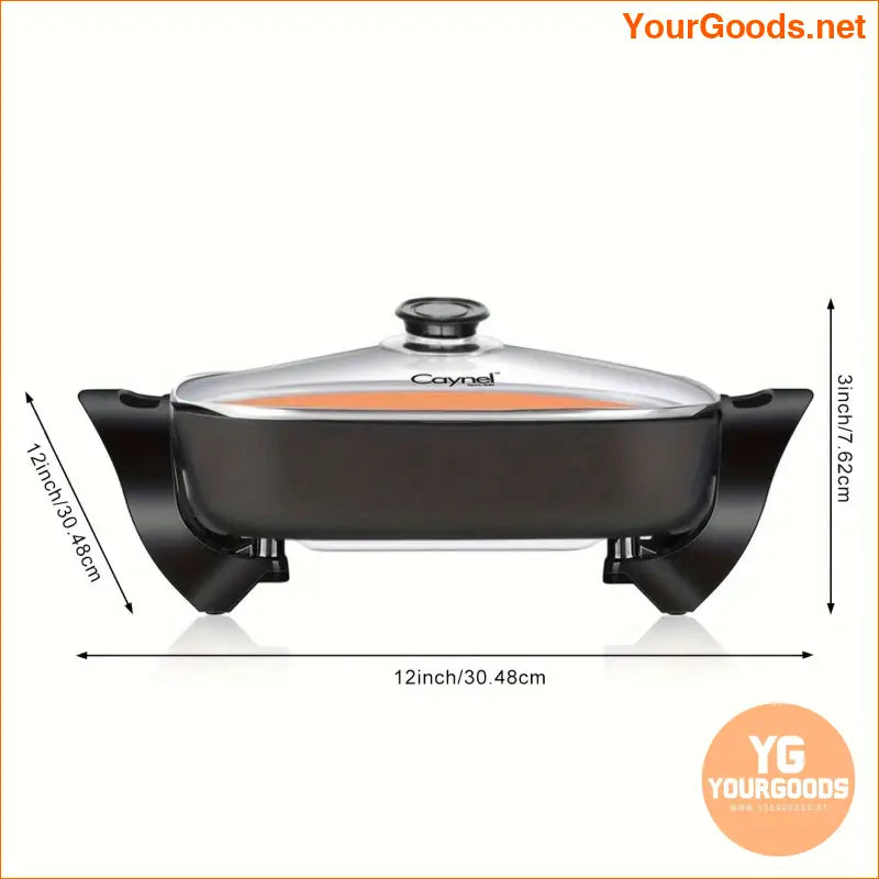 Oversized 12 Electric Nonstick Ceramic Frying Pan with Lid - YourGoods Online Shop