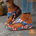 Patriotic Wedge Flip Flops Womens Independence Day Sandals - YourGoods Online Shop