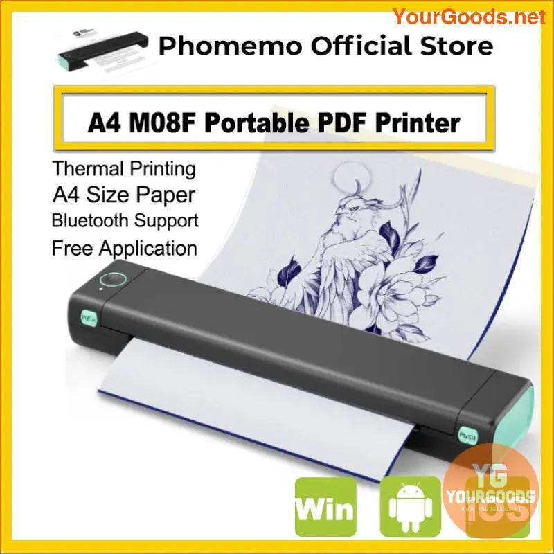 Phomemo M08F Wireless Tattoo Transfer Stencil Printer Tattoo Transfer Thermal Copier Machine Compatible with Smartphone