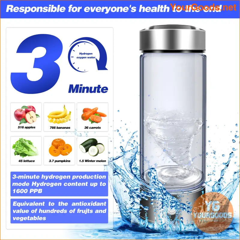 Portable 14oz Hydrogen Water Bottle with SPE PEM Technology ELATE WATER - YourGoods Online Shop