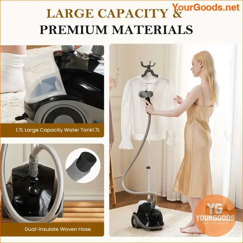 Portable 1500W Standing Garment Steamer with Wheels 17L Tank - YourGoods Online Shop