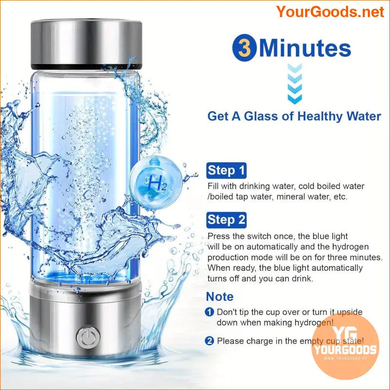 Portable Rechargeable Hydrogen Water Bottle 3Min Hydrogen Rich - YourGoods Online Shop