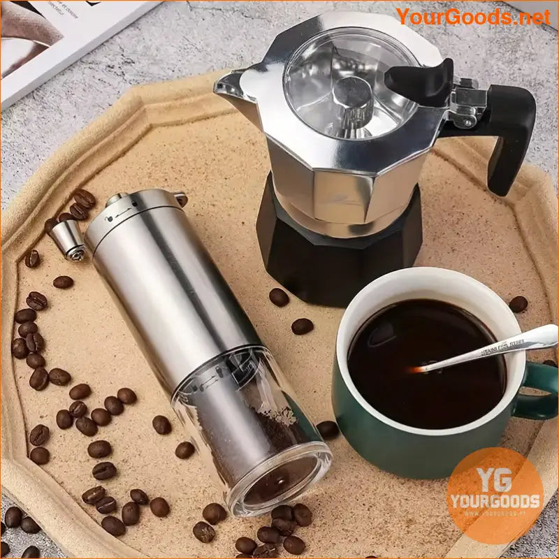 Portable Stainless Steel Manual Coffee Grinder Adjustable Burr Settings - YourGoods Online Shop