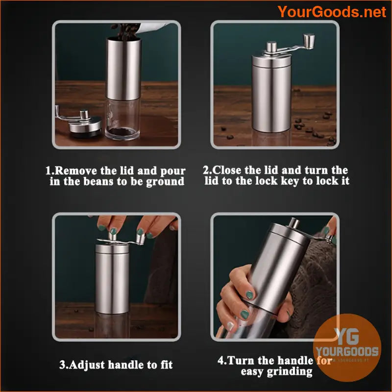 Portable Stainless Steel Manual Coffee Grinder Adjustable Burr Settings - YourGoods Online Shop