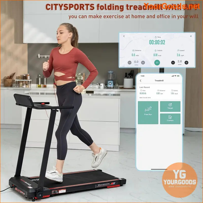 Power Fold Electric Treadmill with LED Fitness App - YourGoods Online Shop