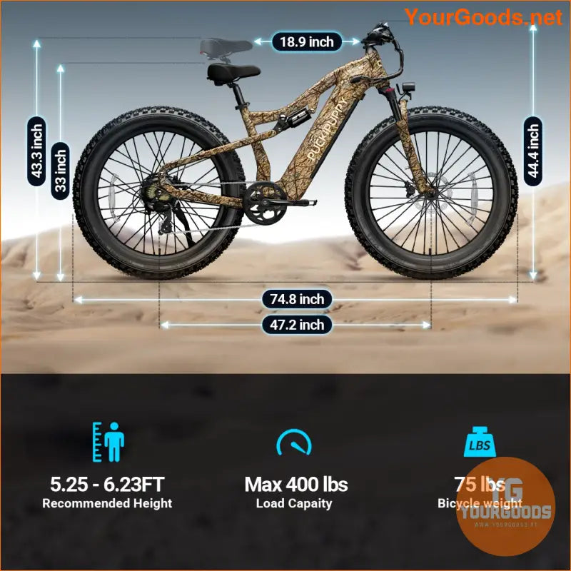 Powerful 26 Fat Tire Electric Bike 750W Full Suspension - YourGoods Online Shop