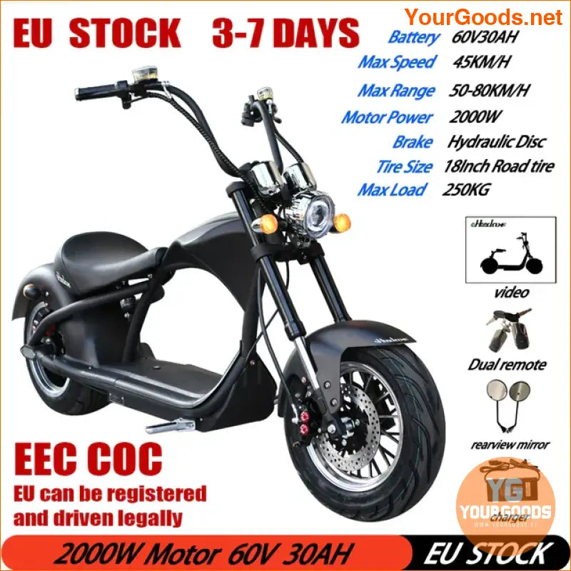 Powerful 3000W 60V 20AH Fat Tire Electric Scooter - YourGoods Online Shop