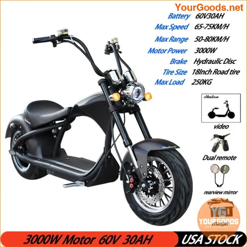 Powerful 3000W 60V 20AH Fat Tire Electric Scooter - YourGoods Online Shop