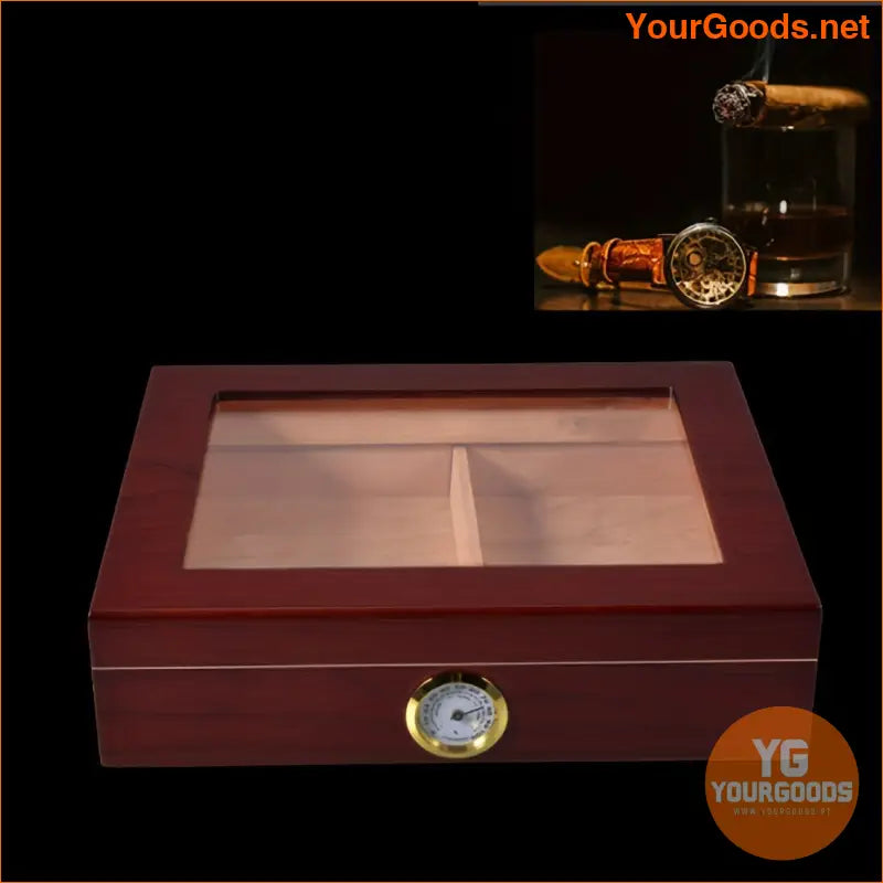 Premium Desktop Cigar Humidifier Box with Glass Bottle - YourGoods Online Shop