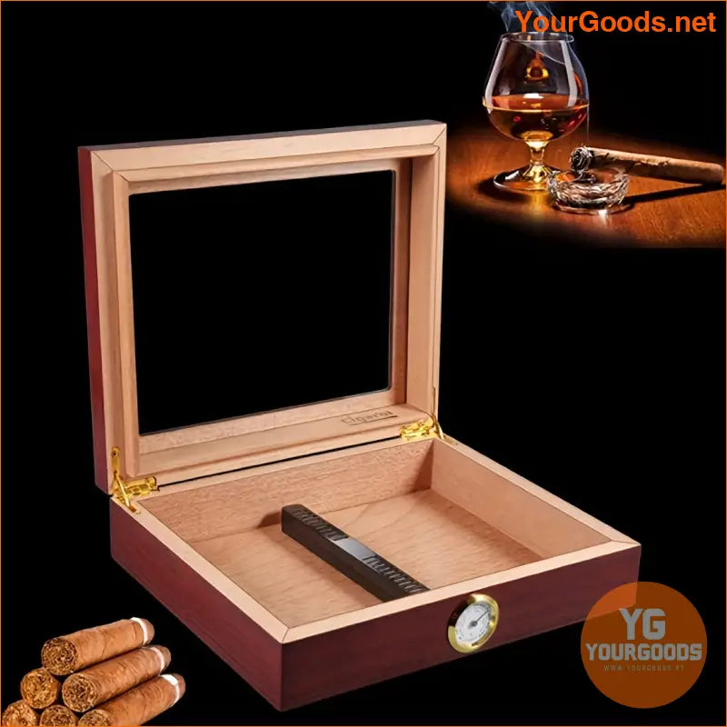 Premium Desktop Cigar Humidifier Box with Glass Bottle - YourGoods Online Shop