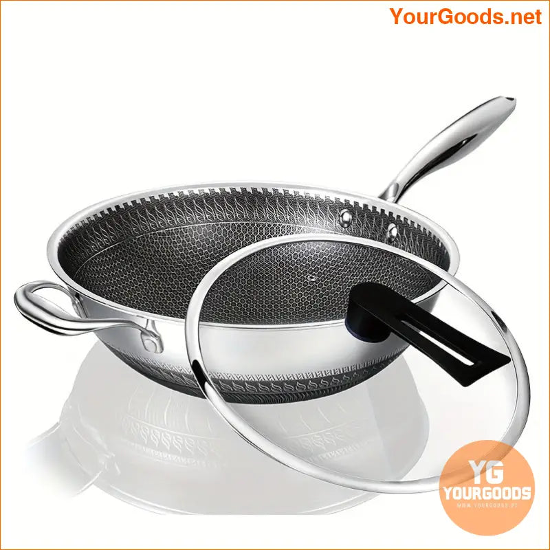 Premium Large Stainless Steel Wok with Honeycomb Nonstick - YourGoods Online Shop