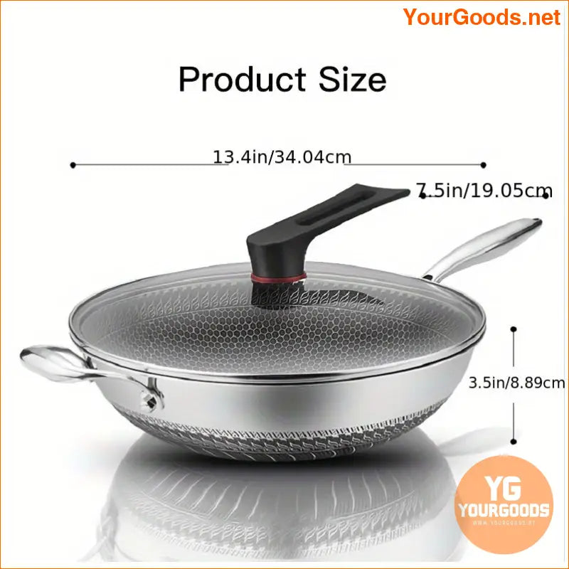 Premium Large Stainless Steel Wok with Honeycomb Nonstick - YourGoods Online Shop