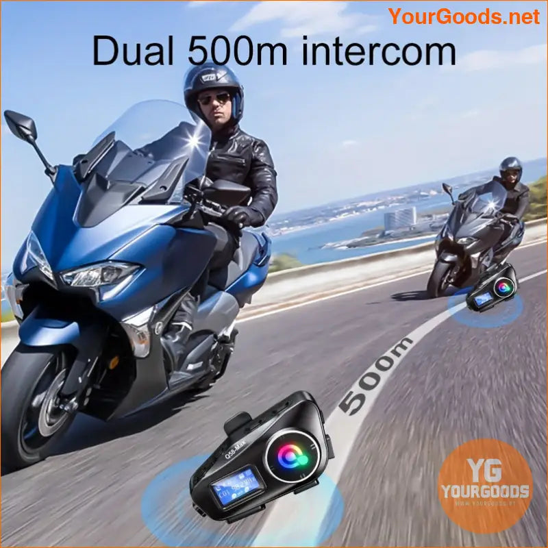 Premium Wireless Motorcycle Helmet Intercom with LCD FM Radio - YourGoods Online Shop