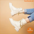 Punk Studded Chain Decor Combat Boots for Women - YourGoods Online Shop