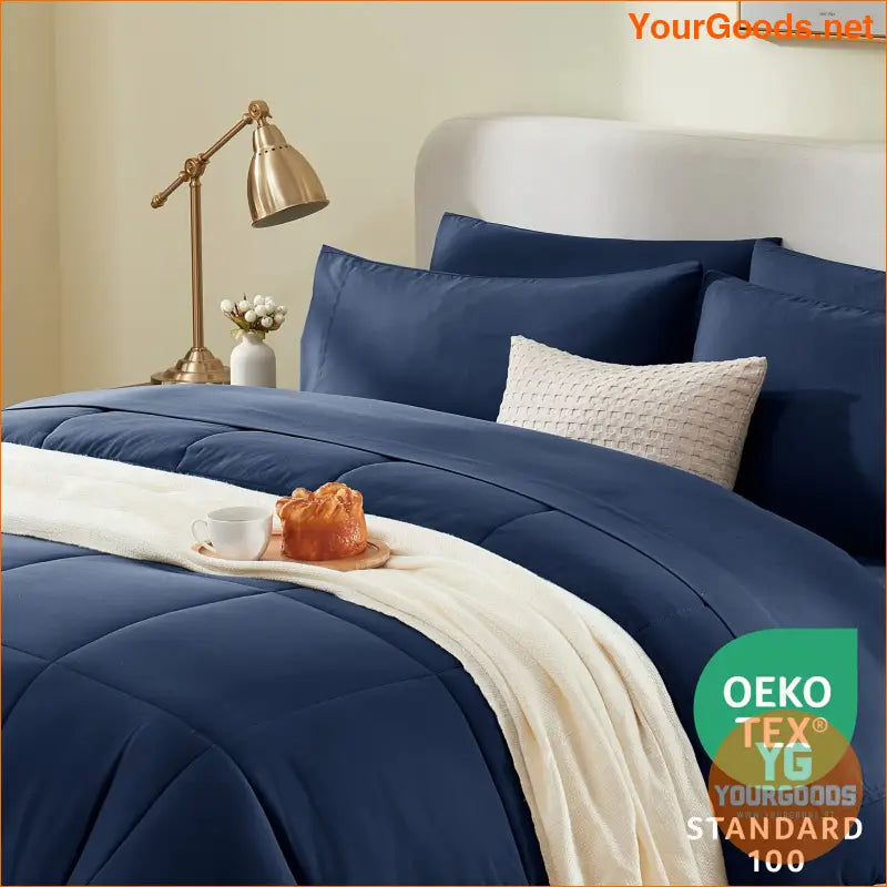 Queen Black 7Piece AllSeason Bedding Set - YourGoods Online Shop